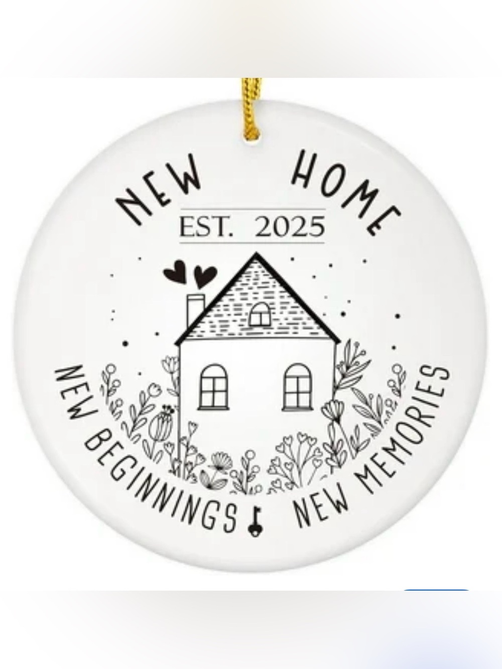 NIB 2025- New Home Ornament - White Ceramic "New Beginnings"
